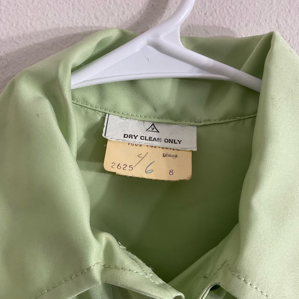 Vintage Women Size 8 Green Sleeveless Collared Button Belted Midi Shirt Dress - Picture 2 of 10